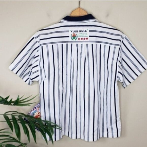 NWT Vintage Gitano | Club Hula Striped Short Sleeve Camp Shirt Size Small - Picture 6 of 6